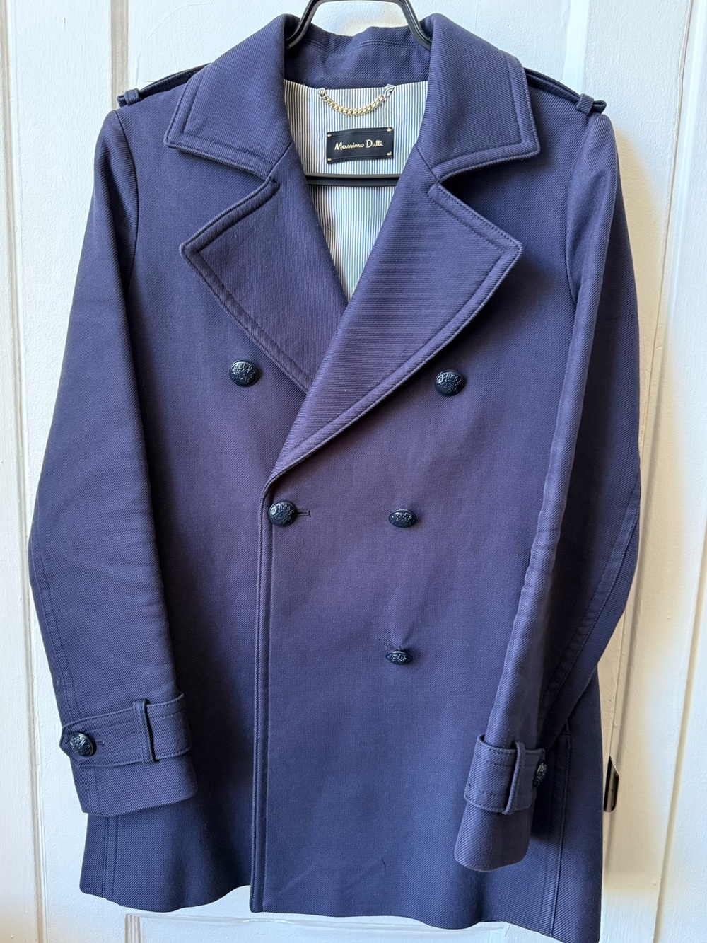 Massimo Dutti women Double-Breasted Navy Pea Coat size eur36 us4.
